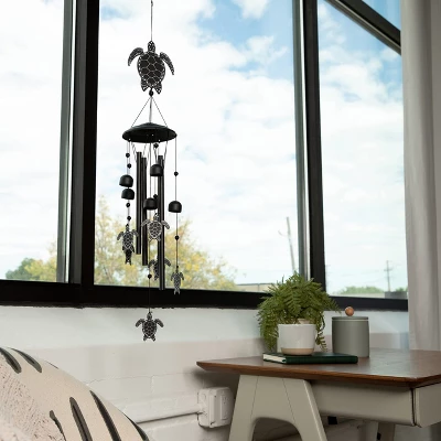 Dawhud Direct 32" H Black Sea Turtles Wind Chimes 5 Dawhud Direct 32" H Black Sea Turtles Wind Chimes - Image 3