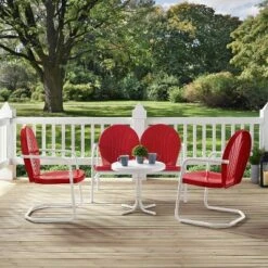 Griffith 4pc Outdoor Conversation Set - Bright Red - Crosley -Sunnydaze Decor Store GUEST e73c3939 bc79 4e73 8e93 5177afb0fd5d