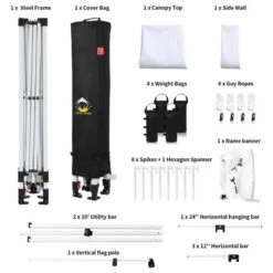 Crown Shades 10' X 10' Base Pop-Up Canopy Polyester Adjustable Legs Instant Folding Canopy Tent With Sidewall And Carry Bag, White 9 Crown Shades 10' X 10' Base Pop-Up Canopy Polyester Adjustable Legs Instant Folding Canopy Tent With Sidewall And Carry Bag, White -Sunnydaze Decor Store GUEST e7671eab f386 449b 8a8f cd99dda420c5