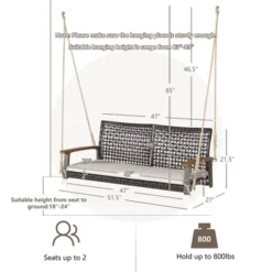 Tangkula 2-Seat Rattan Porch Swing Chair Outdoor Wicker Swing Bench W/ Seat Cushion -Sunnydaze Decor Store GUEST e7cd302c 553c 4a84 94d4 bfb305d95cdc