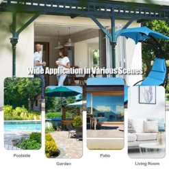 Costway Hanging Swing Chair Hammock Chair W/ Pillow Canopy Stand BlueNavyOrange -Sunnydaze Decor Store GUEST e9b4b9e0 4992 4c73 af9c 5fbf178b9325