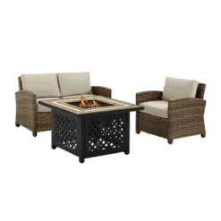 Crosley 3pc Bradenton Steel Outdoor Patio Fire Pit Furniture Set Tan/Brown -Sunnydaze Decor Store GUEST e9f3227b 1729 4486 9d63 511e37ee3876