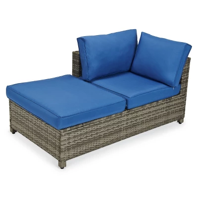 4pc Wicker Patio Sectional Seating Set - Blue - EDYO LIVING 5 4pc Wicker Patio Sectional Seating Set - Blue - EDYO LIVING - Image 3