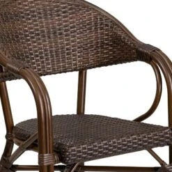 Merrick Lane Wicker Rattan Patio Chair With Curved Back And Aluminum Bamboo Frame -Sunnydaze Decor Store GUEST ea400c24 bba4 4635 b4b3 b276253b0ac3