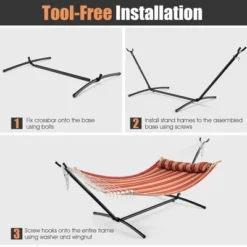 Costway 2-Person Hammock Stand Heavy-Duty Frame Storage Bag Included 450 LBS Capacity -Sunnydaze Decor Store GUEST ea600a86 9013 490a a5c2 49b1e6876b25