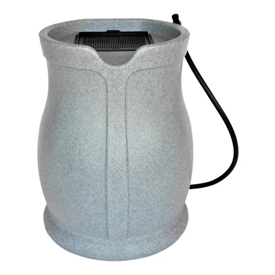 FCMP Outdoor Catalina 45 Gallon Water Rain Catcher Barrel With Flat Back For Watering Outdoor Plants, Gardens, And Landscapes, Light Granite (2 Pack) 3 FCMP Outdoor Catalina 45 Gallon Water Rain Catcher Barrel With Flat Back For Watering Outdoor Plants, Gardens, And Landscapes, Light Granite (2 Pack)