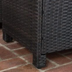 Puerta 4pc Wicker Club Chair & Coffee Table Set - Teak/Dark Brown/Beige - Christopher Knight Home -Sunnydaze Decor Store GUEST ebb028e3 f224 480f ae3a 75f8d3407a38