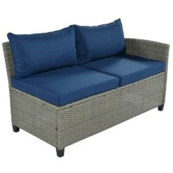 5pc Outdoor Wicker Conversation Set With Cushions - Blue - GODEER 18 5pc Outdoor Wicker Conversation Set With Cushions - Blue - GODEER -Sunnydaze Decor Store GUEST ec644252 4cf1 46b0 8685 26c76bd5206e
