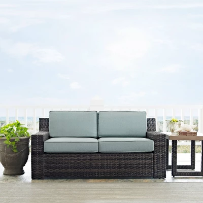 Beaufort Outdoor Wicker Loveseat - Mist - Crosley 4 Beaufort Outdoor Wicker Loveseat - Mist - Crosley - Image 2