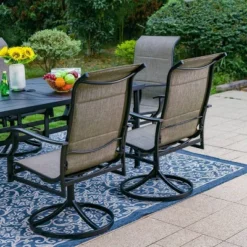 7pc Outdoor Dining Set With With Padded Sling Chairs & Metal Rectangle Table With Umbrella Hole - Captiva Designs -Sunnydaze Decor Store GUEST ecaac737 a156 4770 87ce 98d9f4be4d4c