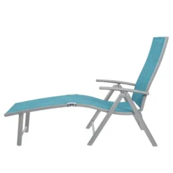 3pc Outdoor Aluminum Folding Adjustable Chaise Lounge Chair And Table Set Blue - Crestlive Products -Sunnydaze Decor Store GUEST ed1c0330 af43 4db2 98bf 7f65fcdc34be