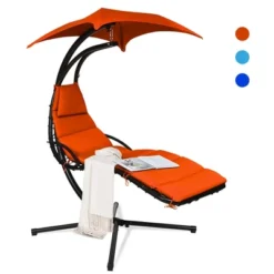 Costway Hanging Swing Chair Hammock Chair W/ Pillow Canopy Stand BlueNavyOrange -Sunnydaze Decor Store GUEST ed5453a3 0817 4255 8da9 dbc545afb042