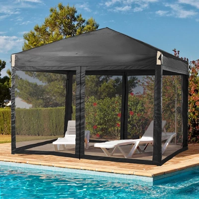 Aoodor 10' X 10' Pop Up Canopy Tent With Removable Mesh Sidewalls, Portable Instant Shade Canopy With Roller Bag 4 Aoodor 10' X 10' Pop Up Canopy Tent With Removable Mesh Sidewalls, Portable Instant Shade Canopy With Roller Bag - Image 2