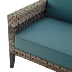 Prescott Outdoor Wicker Loveseat - Blue/Brown- Crosley 19 Prescott Outdoor Wicker Loveseat - Blue/Brown- Crosley -Sunnydaze Decor Store GUEST edc1a01e bea7 45eb ade6 3715780b1fe9