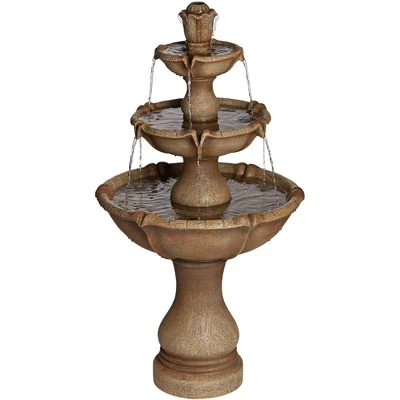 John Timberland Arosco Rustic 3 Tier Basin Outdoor Floor Water Fountain With LED Light 43" For Yard Garden Patio Home Deck Porch Exterior Balcony Roof 9 John Timberland Arosco Rustic 3 Tier Basin Outdoor Floor Water Fountain With LED Light 43" For Yard Garden Patio Home Deck Porch Exterior Balcony Roof - Image 7