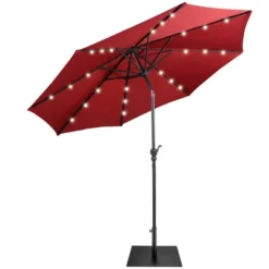Costway 9ft Market Patio Umbrella W/Solar Lights & 40 LBS Steel Umbrella Stand -Sunnydaze Decor Store GUEST ee13ce84 851a 4916 be44 94a6557475ac