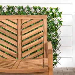 Slatted Chevron Acacia Wood Patio Loveseat – Saracina Home -Sunnydaze Decor Store GUEST ee7aca78 cc7a 49fa b19f 796caa3028c9