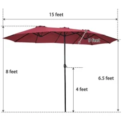 Tangkula 15 Ft Outdoor Patio Umbrella Double-Sided Shade Offset Wine Red 15 Tangkula 15 Ft Outdoor Patio Umbrella Double-Sided Shade Offset Wine Red -Sunnydaze Decor Store GUEST ee8c7f1e 7aa6 4749 90df ac728372ddcd