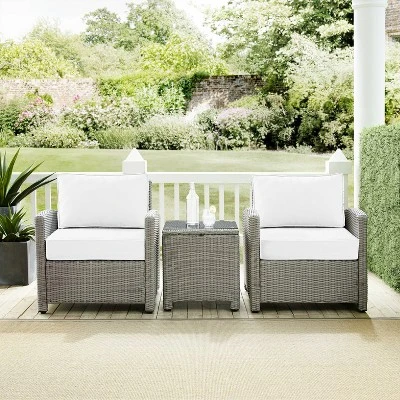 Bradenton 3pc Outdoor Wicker Seating Set With Side Table & 2 Arm Chairs - Crosley 4 Bradenton 3pc Outdoor Wicker Seating Set With Side Table & 2 Arm Chairs - Crosley - Image 2
