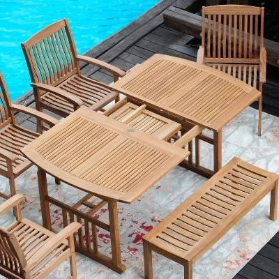 Cambridge Casual 6pc Auburn Teak Outdoor Patio Dining Furniture Set With Cushion 10 Cambridge Casual 6pc Auburn Teak Outdoor Patio Dining Furniture Set With Cushion - Image 8