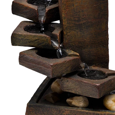 11" Resin Tiered Stone Eternity Tabletop Fountain Brown - Alpine Corporation 7 11" Resin Tiered Stone Eternity Tabletop Fountain Brown - Alpine Corporation - Image 5