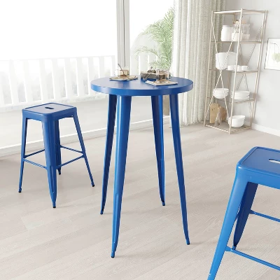 Merrick Lane Round Bar Height Patio Table With Powder Coated Galvanized Steel Frame For Indoor And Outdoor Use 3 Merrick Lane Round Bar Height Patio Table With Powder Coated Galvanized Steel Frame For Indoor And Outdoor Use