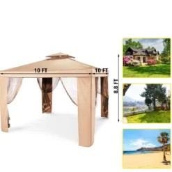 SUGIFT 10 Ft. X 10 Ft. Gazebo Tent With Mosquito Netting Outdoor Canopy Shelter 9 SUGIFT 10 Ft. X 10 Ft. Gazebo Tent With Mosquito Netting Outdoor Canopy Shelter -Sunnydaze Decor Store GUEST ef86f27e 6278 4b6d a6d9 02636d9708da