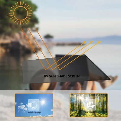 Costway 9' X 7'RV Awning Side Shade Black Mesh Screen Sunshade With Complete Kits 6 Costway 9' X 7'RV Awning Side Shade Black Mesh Screen Sunshade With Complete Kits - Image 4