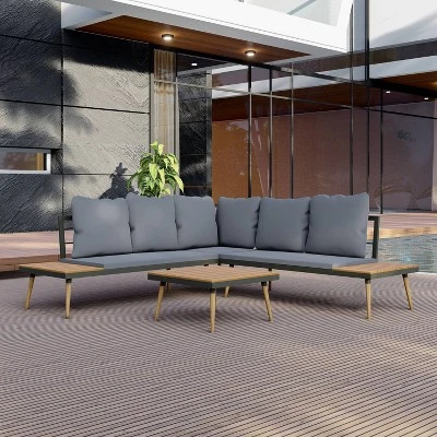 Stellar 4pc Outdoor Aluminum Sectional Set With Tables & Cushions - DUKAP 13 Stellar 4pc Outdoor Aluminum Sectional Set With Tables & Cushions - DUKAP - Image 11