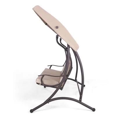 Outdoor 3 Person Glider With Cushions & Small Side Table - Captiva Designs 4 Outdoor 3 Person Glider With Cushions & Small Side Table - Captiva Designs - Image 2