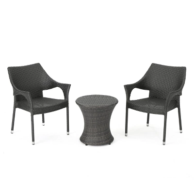 Mirage 3pc Wicker Stacking Chair Chat Set - Christopher Knight Home 3 Mirage 3pc Wicker Stacking Chair Chat Set - Christopher Knight Home