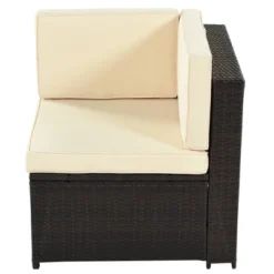 9pc Wicker Patio Sectional Seating Set With Cushions - Beige - GODEER -Sunnydaze Decor Store GUEST f05c1efd 8c45 4d8b 9bdb 2dfcf96010a5