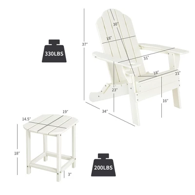 Costway 3PCS Patio Adirondack Chair & Side Table Set Weather Resistant W/ Cup Holder 3 Costway 3PCS Patio Adirondack Chair & Side Table Set Weather Resistant W/ Cup Holder