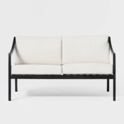 Saracina Home Mid-Century Modern Slatted Acacia Outdoor Bench With Cushions -Sunnydaze Decor Store GUEST f159d085 5aa2 453a a258 0e99b25d8120