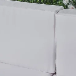 Thasos 10pc Acacia U-Shaped Farmhouse Sectional Sofa Set With Fire Pit - Gray/White/Dark Gray - Christopher Knight Home -Sunnydaze Decor Store GUEST f186ddaa 7621 4c98 afe7 79ddc092bce6