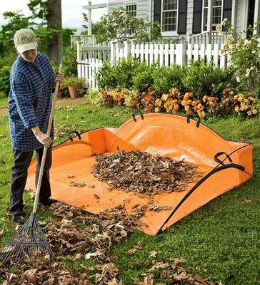 Plow & Hearth - EZ Outdoor Leaf Hauler With Handles For Outdoor Leaf Clean Up, 4'L X 6'W 3 Plow & Hearth - EZ Outdoor Leaf Hauler With Handles For Outdoor Leaf Clean Up, 4'L X 6'W