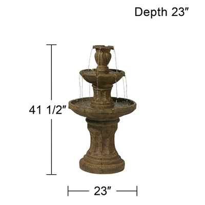 John Timberland Tuscan Garden Rustic 3 Tier Basin Outdoor Floor Water Fountain 41 1/2" For Yard Backyard Garden Patio Home Deck Porch House Exterior 7 John Timberland Tuscan Garden Rustic 3 Tier Basin Outdoor Floor Water Fountain 41 1/2" For Yard Backyard Garden Patio Home Deck Porch House Exterior - Image 5