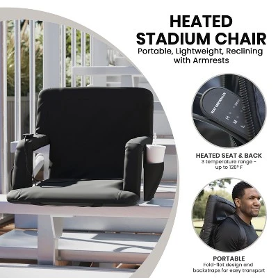 Flash Furniture Malta Portable Heated Reclining Stadium Chair With Armrests, Heated Padded Back & Heated Seat With Dual Storage Pockets And Backpack Straps 15 Flash Furniture Malta Portable Heated Reclining Stadium Chair With Armrests, Heated Padded Back & Heated Seat With Dual Storage Pockets And Backpack Straps - Image 13