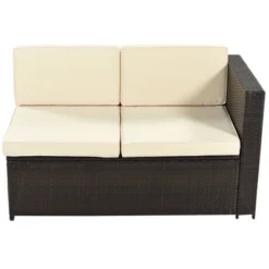 9pc Wicker Patio Sectional Seating Set With Cushions - Beige - GODEER -Sunnydaze Decor Store GUEST f230d734 a107 4fe3 850a 5a7b46b390f0