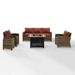 Bradenton 5pc Outdoor Wicker Conversation Set With Fire Table - Crosley -Sunnydaze Decor Store GUEST f239f79d 0c60 4f27 bc57 0e5761d3a3d0