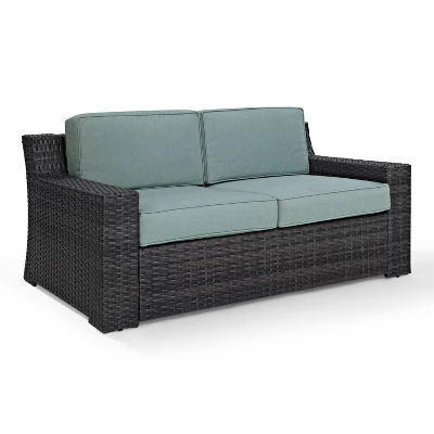 Beaufort Outdoor Wicker Loveseat - Mist - Crosley 8 Beaufort Outdoor Wicker Loveseat - Mist - Crosley - Image 6