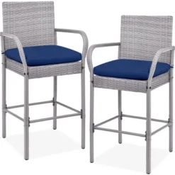Best Choice Products Set Of 2 Wicker Bar Stools W/ Cushion, Footrests, Armrests For Patio, Pool, Deck -Sunnydaze Decor Store GUEST f2539575 8c9f 47c5 9254 8c41b69c306f