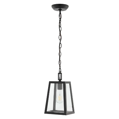 6.75" 1-Light Glendale Farmhouse Industrial Iron/Glass Outdoor LED Pendant Black/Clear - JONATHAN Y 8 6.75" 1-Light Glendale Farmhouse Industrial Iron/Glass Outdoor LED Pendant Black/Clear - JONATHAN Y - Image 6