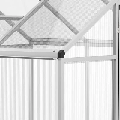 Outsunny Walk-In Polycarbonate Greenhouse With Roof Vent For Ventilation & Rain Gutter, Hobby Greenhouse For Winter 7 Outsunny Walk-In Polycarbonate Greenhouse With Roof Vent For Ventilation & Rain Gutter, Hobby Greenhouse For Winter - Image 5