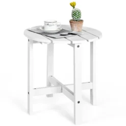 Tangkula 18’’ Outdoor Round Side Table Wooden Coffee Table Suitable For Garden Patio Balcony White/Gray/Black -Sunnydaze Decor Store GUEST f359f0dc 58a7 4ecb a7db 9d79f28323bb