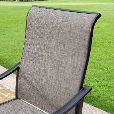 7pc Outdoor Dining Set With Steel Rectangle Table With Umbrella Hole & Swivel Chairs - Captiva Designs 6 7pc Outdoor Dining Set With Steel Rectangle Table With Umbrella Hole & Swivel Chairs - Captiva Designs - Image 4