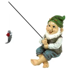 Design Toscano Ziggy, The Fishing Gnome Garden Sitter Statue - Multicolored