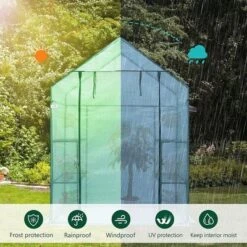 Hanience Walk-in Outdoor/Indoor Covered Portable Plant Greenhouse For Gardens, Patios, And Yards With 4 Wired Shelves, And Roll-Up Zippered Door, 8 Hanience Walk-in Outdoor/Indoor Covered Portable Plant Greenhouse For Gardens, Patios, And Yards With 4 Wired Shelves, And Roll-Up Zippered Door, -Sunnydaze Decor Store GUEST f3b65a42 8b28 4e1d 9a79 9a17ab2efaa3