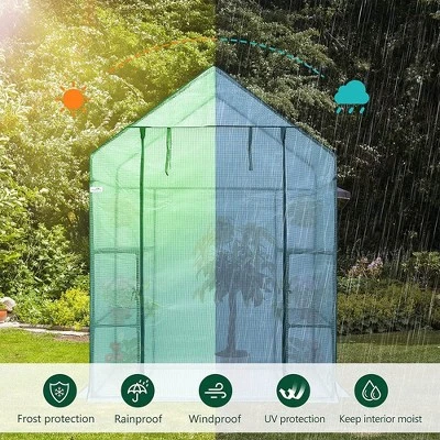 Hanience Walk-in Outdoor/Indoor Covered Portable Plant Greenhouse For Gardens, Patios, And Yards With 4 Wired Shelves, And Roll-Up Zippered Door, 5 Hanience Walk-in Outdoor/Indoor Covered Portable Plant Greenhouse For Gardens, Patios, And Yards With 4 Wired Shelves, And Roll-Up Zippered Door, - Image 3