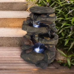 Nature Spring 3-Tiered Electric Waterfall Cascade Fountain With Pump And LED Lights -Sunnydaze Decor Store GUEST f3e0fc5f 8530 491e 8794 c626da159d3c